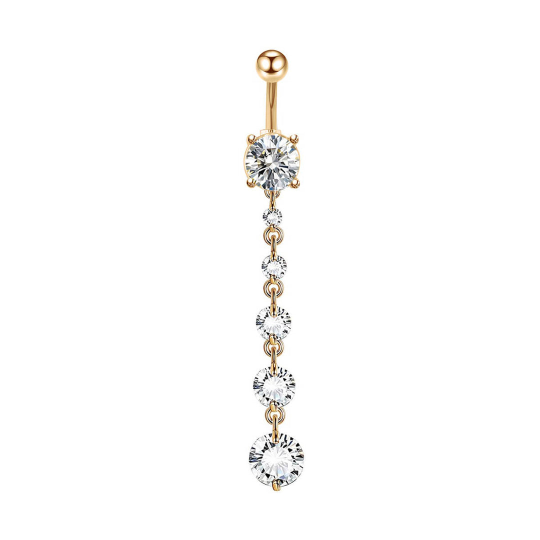 Long zirconia button earring (Steel 316L)
