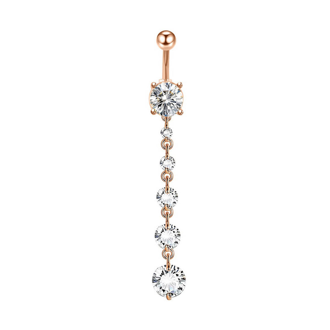 Long zirconia button earring (Steel 316L)