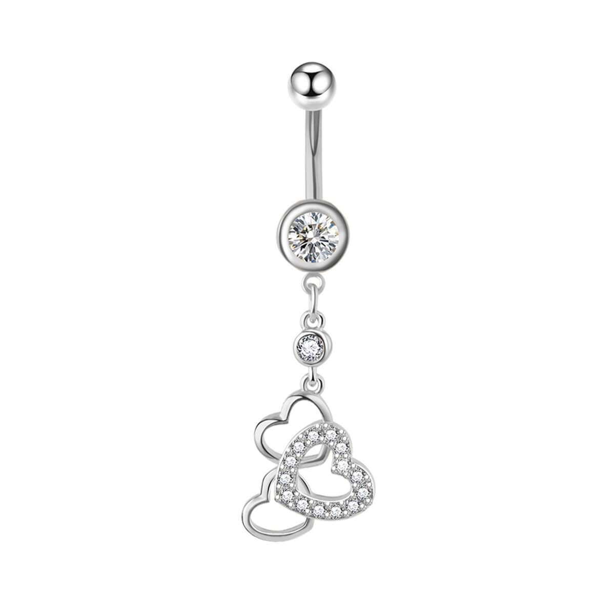 Three hearts belly button chain (steel 316L)