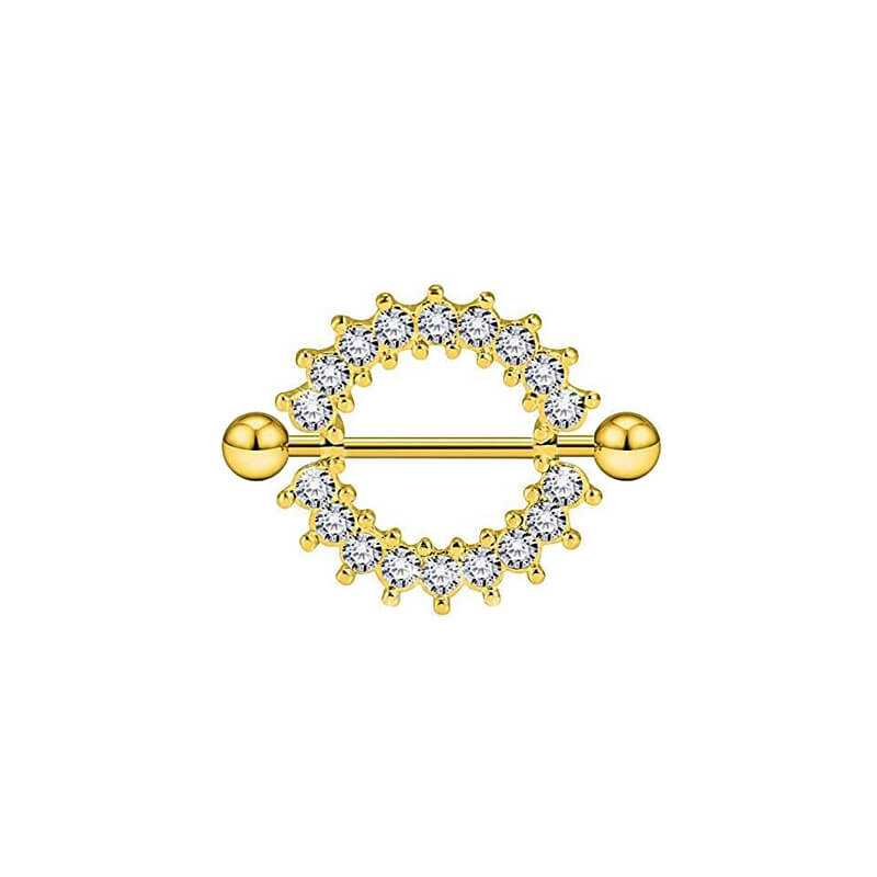 Zirconia circle nipple bracelet (steel 316L)