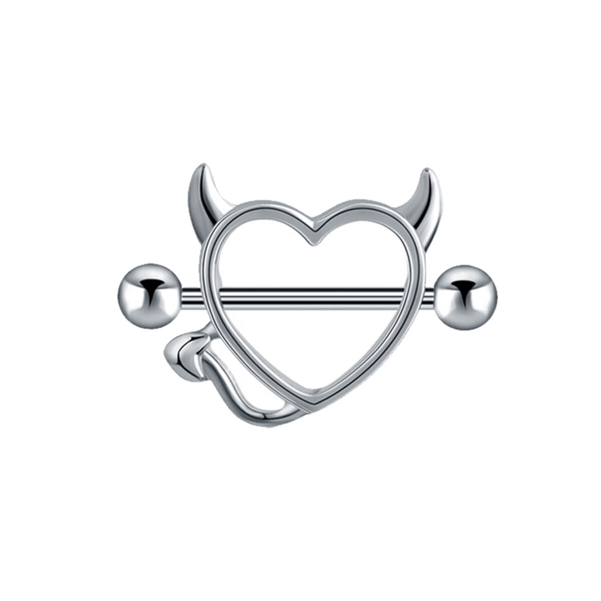 Heart nipple bracelet with devil's horns devil's heart (steel 316L)