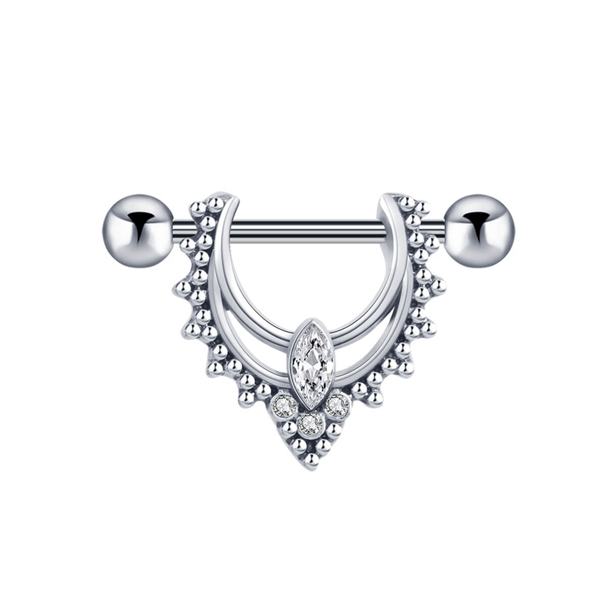 Decorative nipple bracelet with pendant (steel 316L)