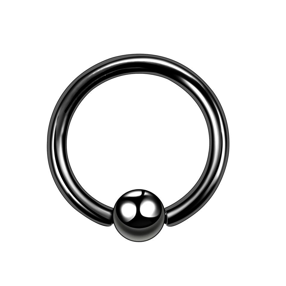 Ball piercing ring black 1.6mm (Steel 316L)
