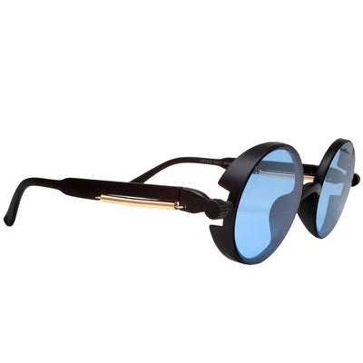 Blue lens round sunglasses
