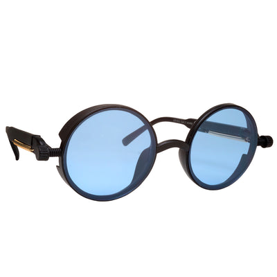 Blue lens round sunglasses