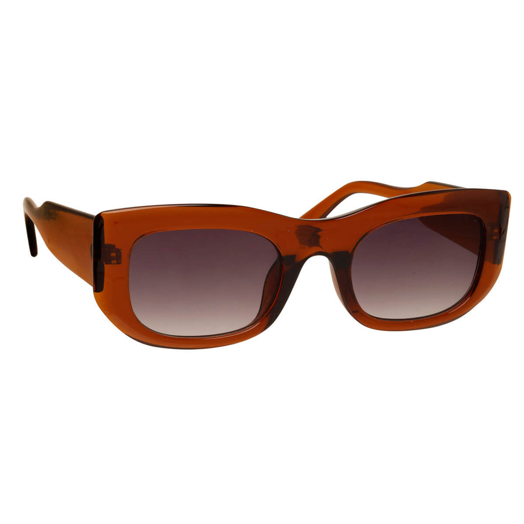 Angled sunglasses with thick frames