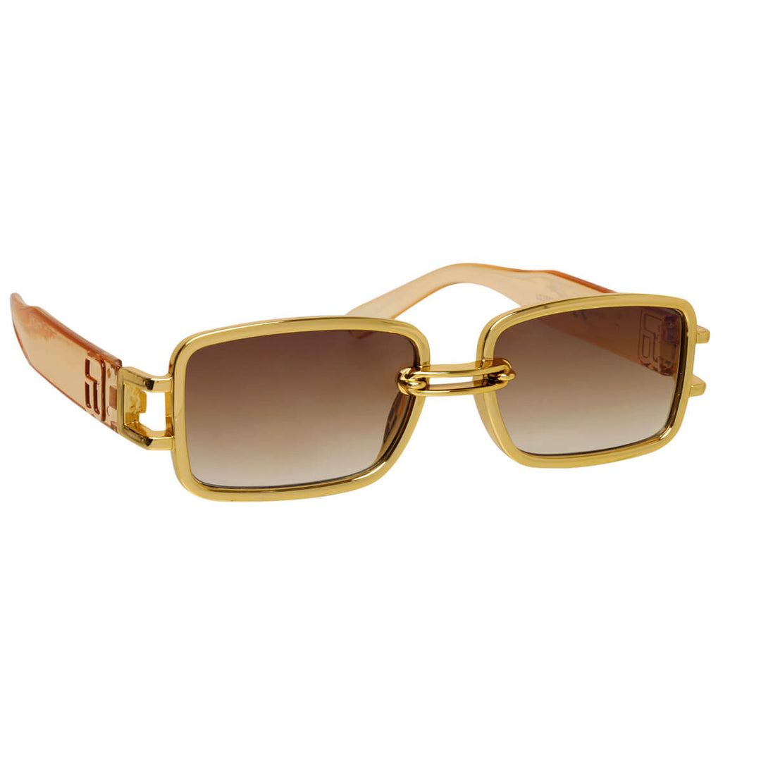 Rectangular sunglasses with metallic shine frames