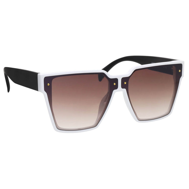 Large angled sunglasses with rivets