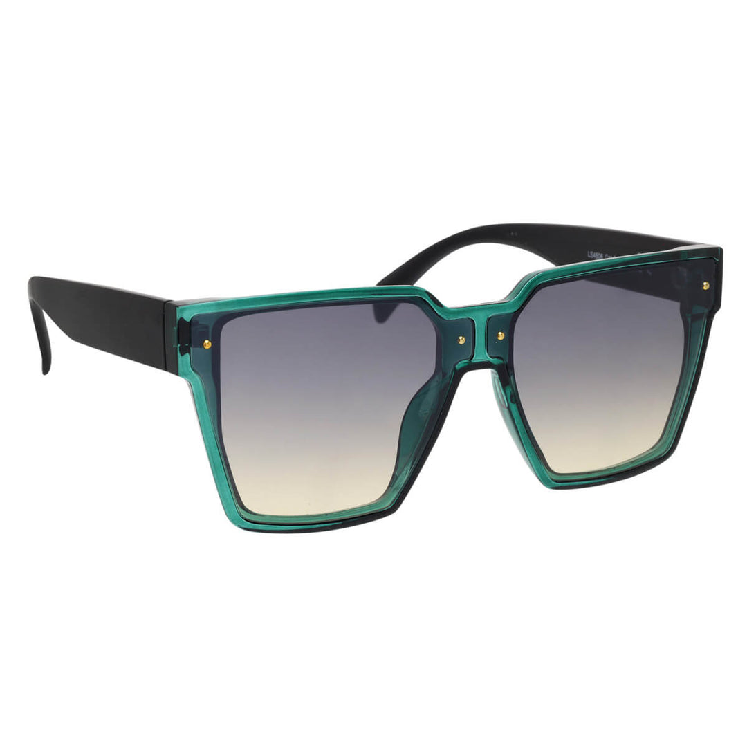 Large angled sunglasses with rivets