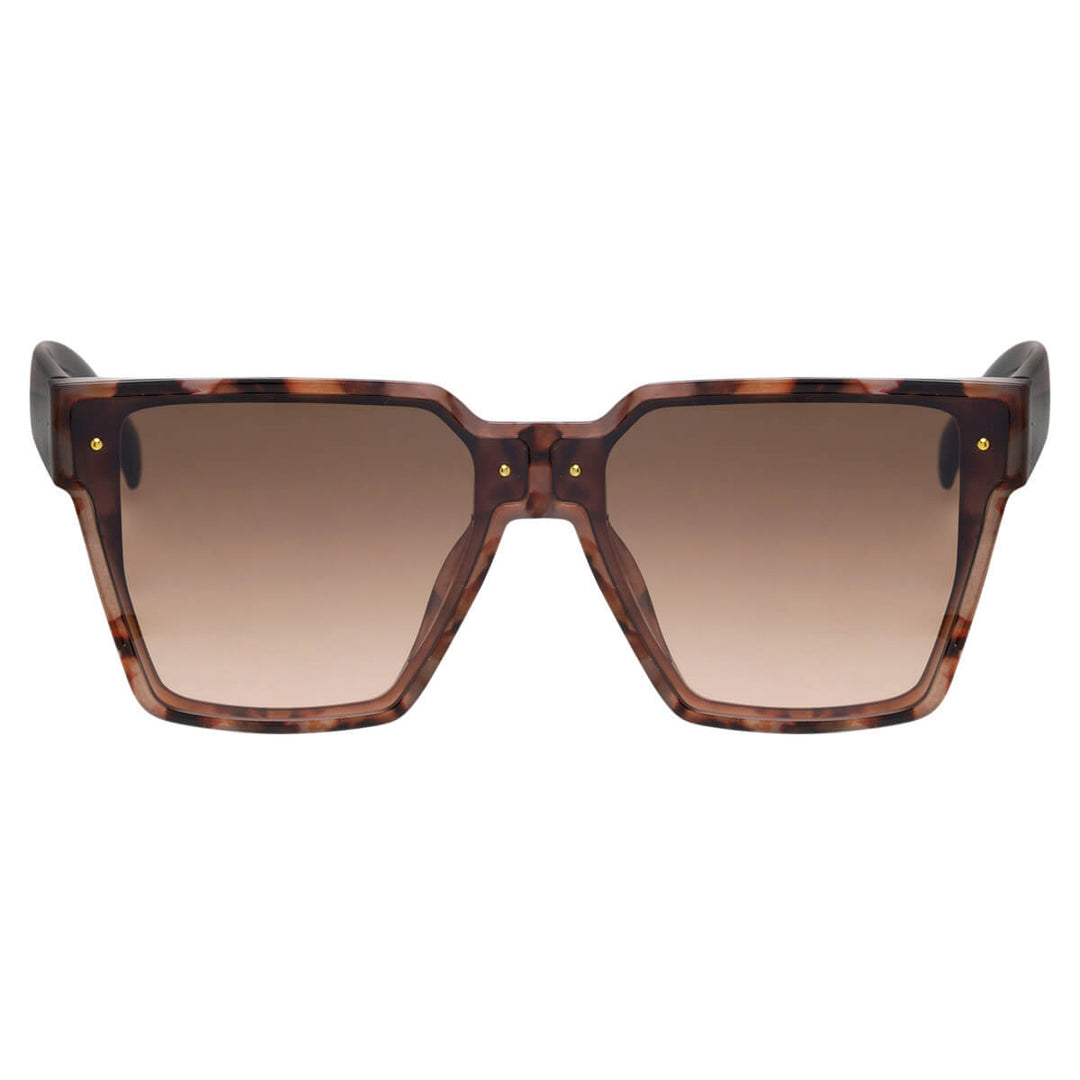 Large angled sunglasses with rivets