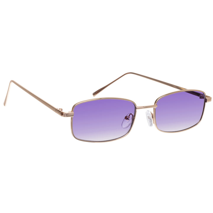 Low rectangular sunglasses with sliding coloured lenses