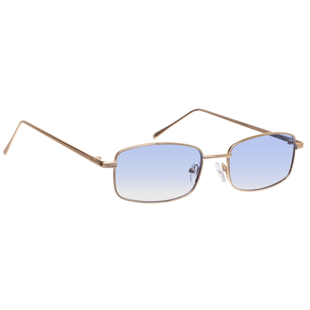 Low rectangular sunglasses with sliding coloured lenses