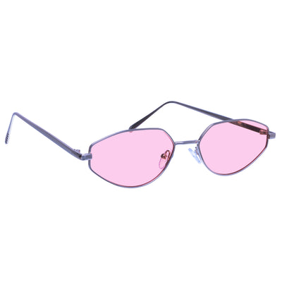 Angular oval sunglasses with metal frame