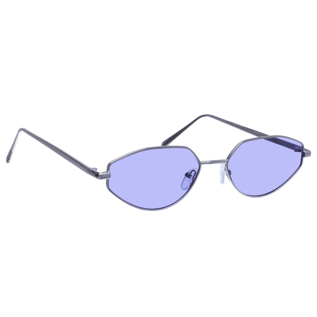 Angular oval sunglasses with metal frame