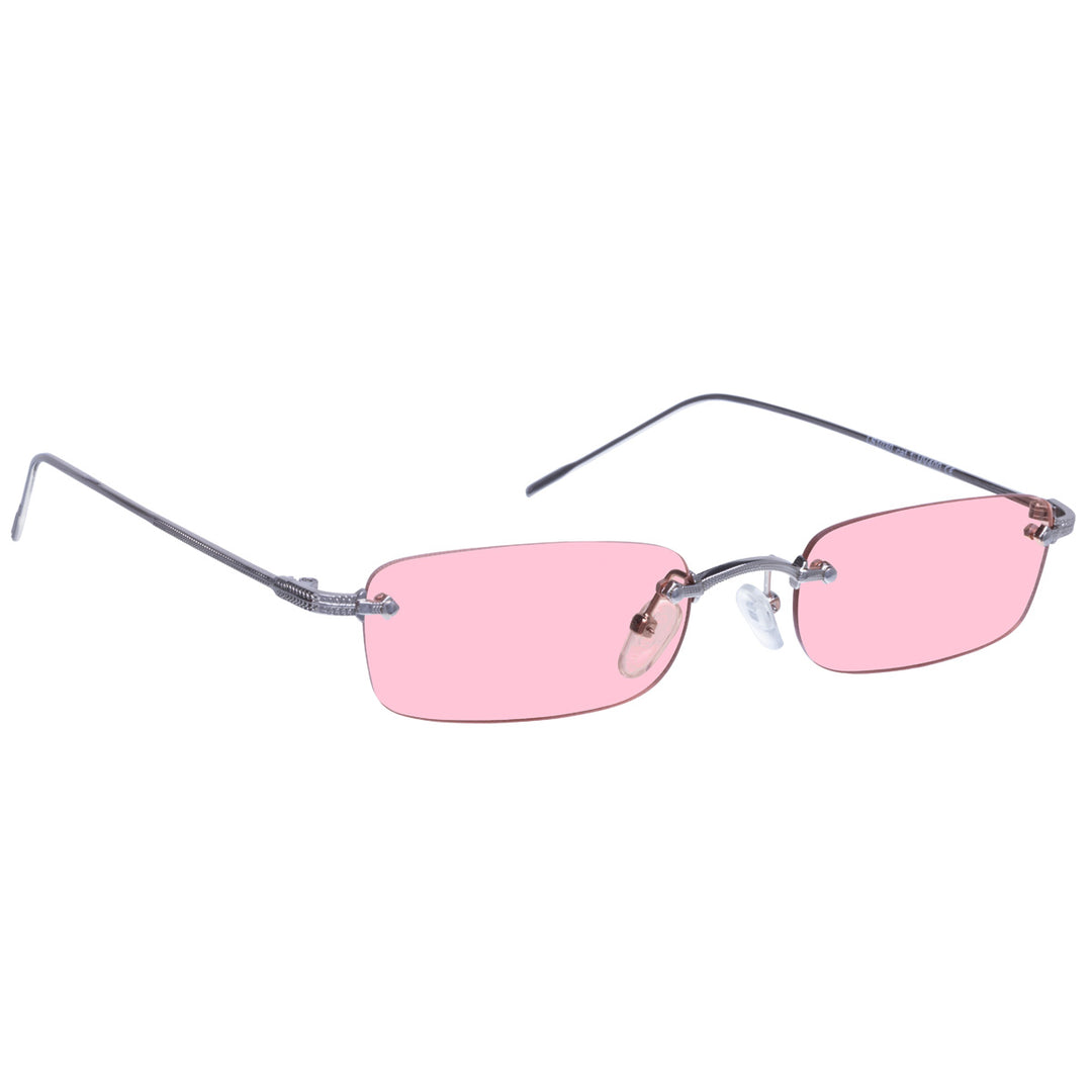 Low rectangular sunglasses without frames