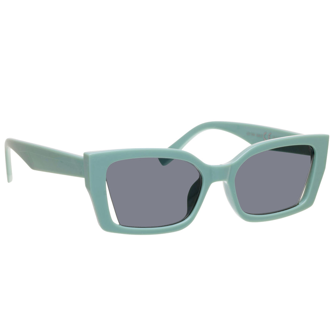 Rectangular angled sunglasses with open lens