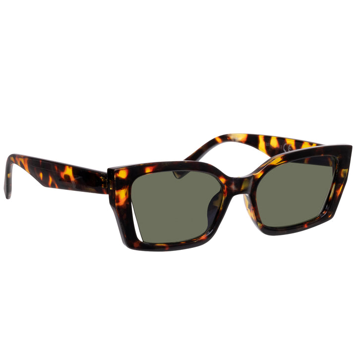 Rectangular angled sunglasses with open lens