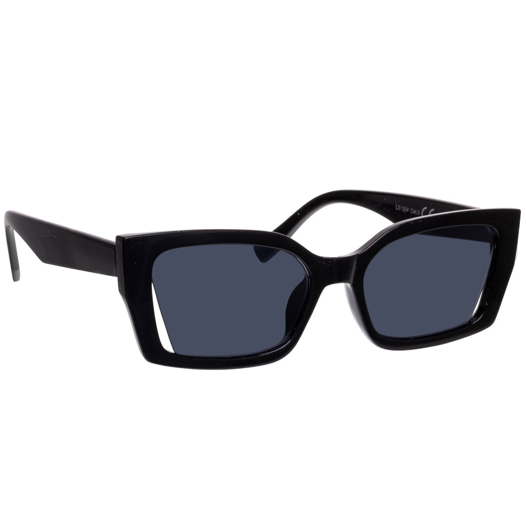 Rectangular angled sunglasses with open lens