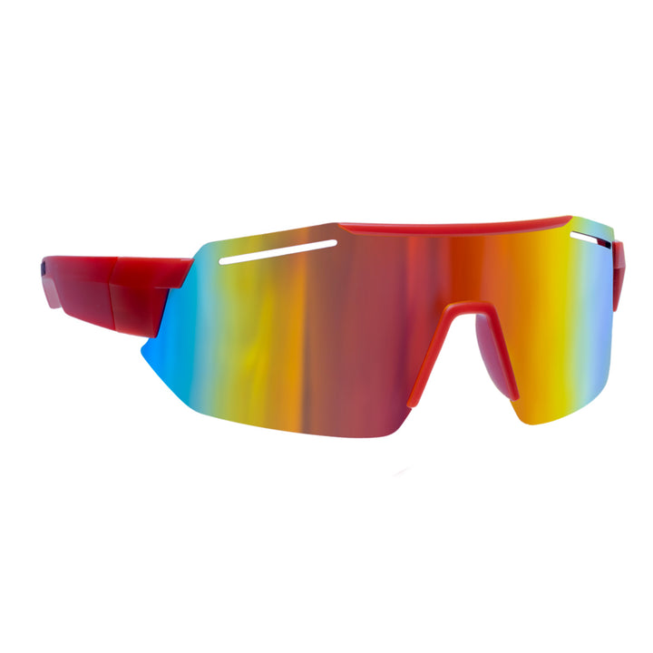 Sporty colorful sunglasses with mirrored lenses