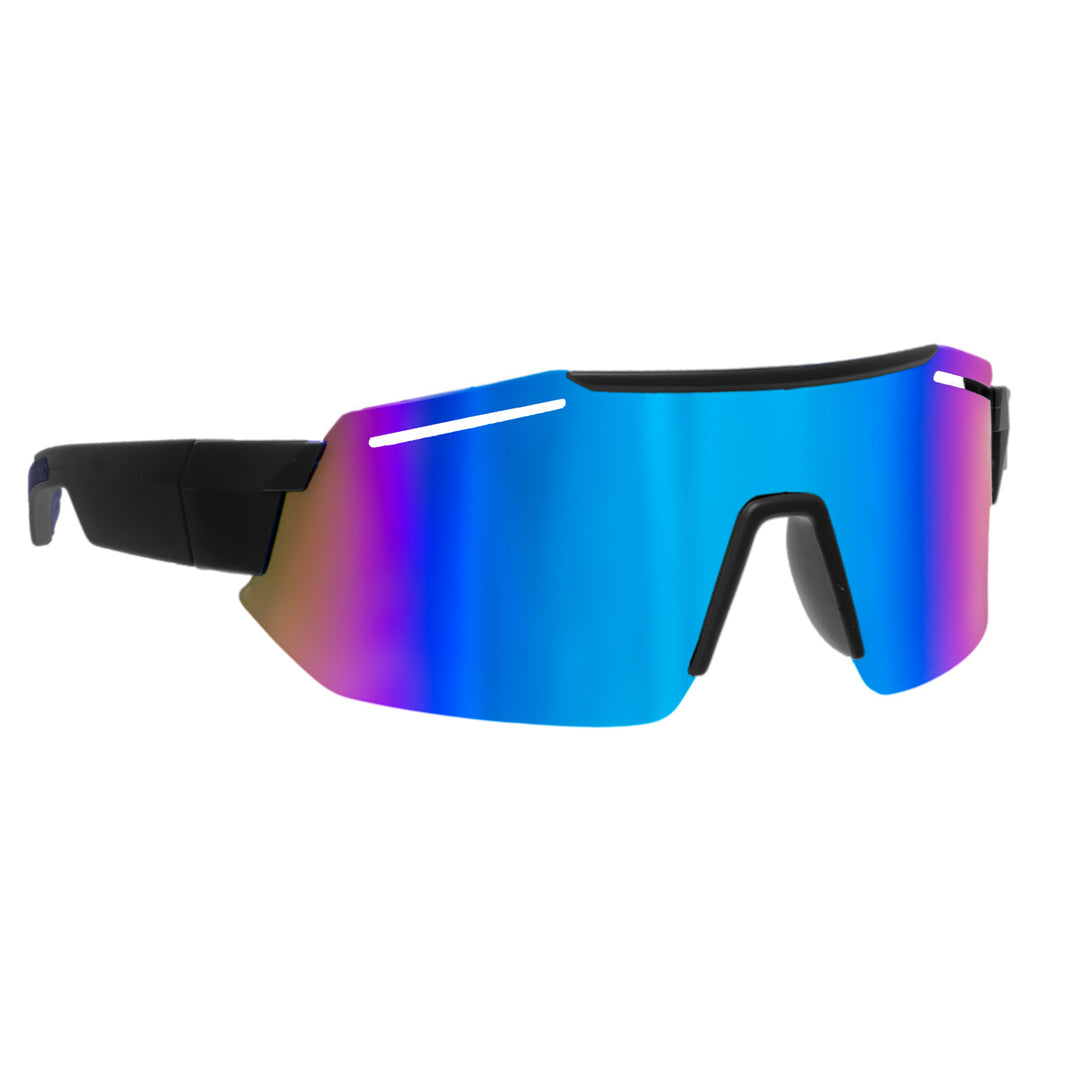 Sporty colorful sunglasses with mirrored lenses