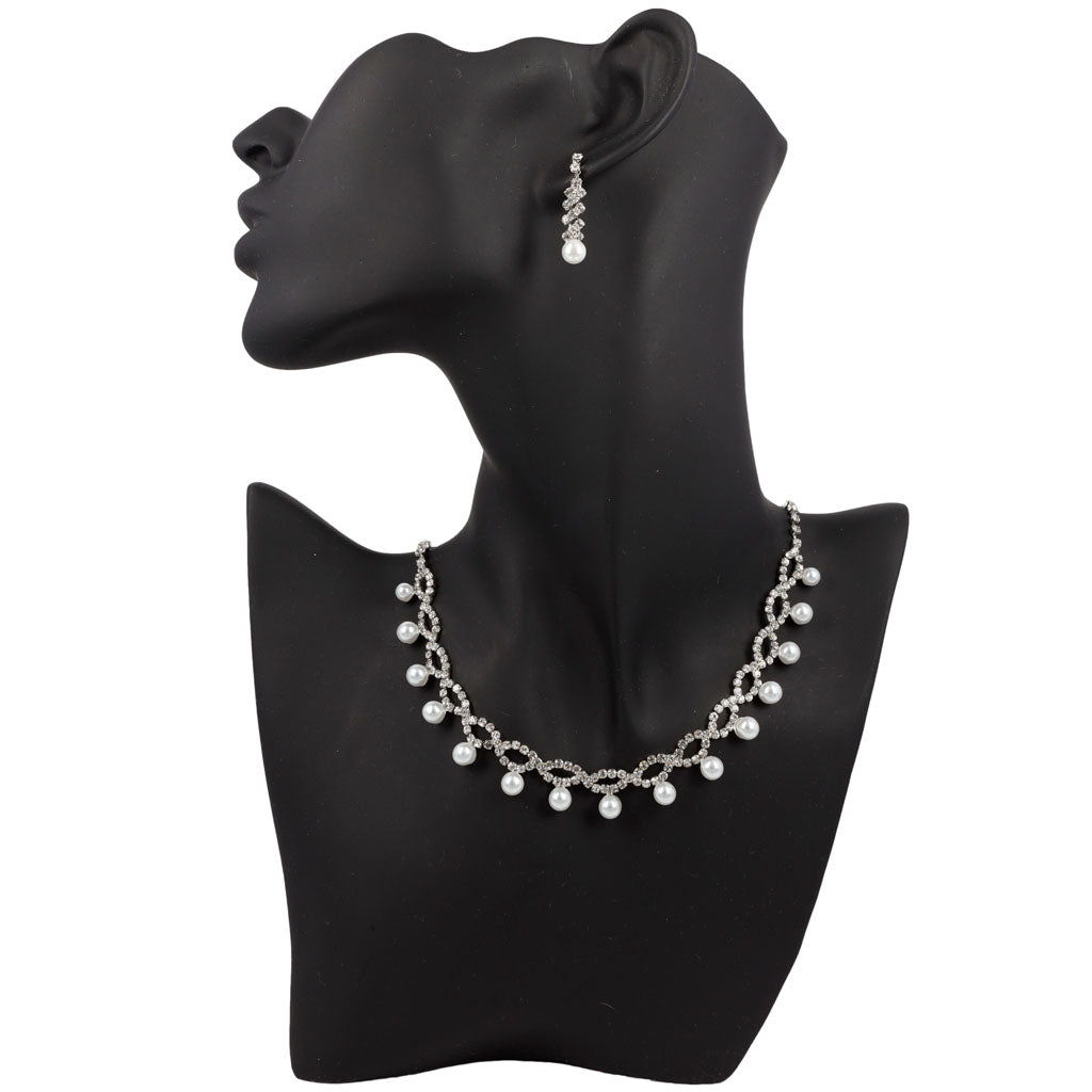 Pearl necklace rhinestone jewele