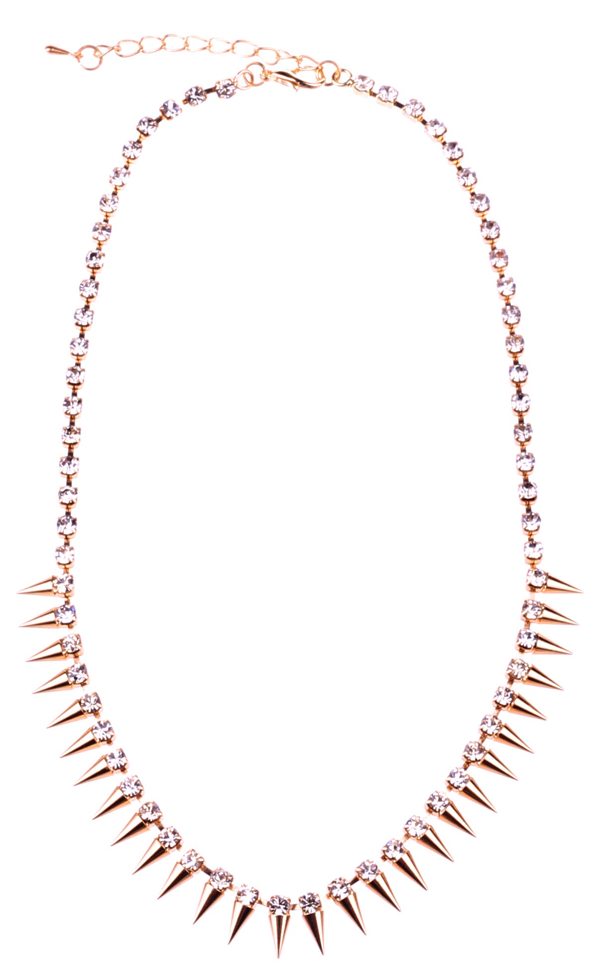 Spike necklace with rhinestones
