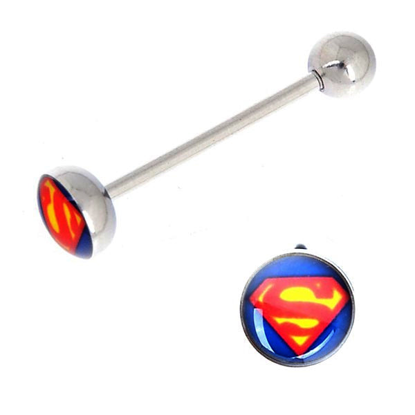 Superman tongue stud 1.6mm (steel 316L)