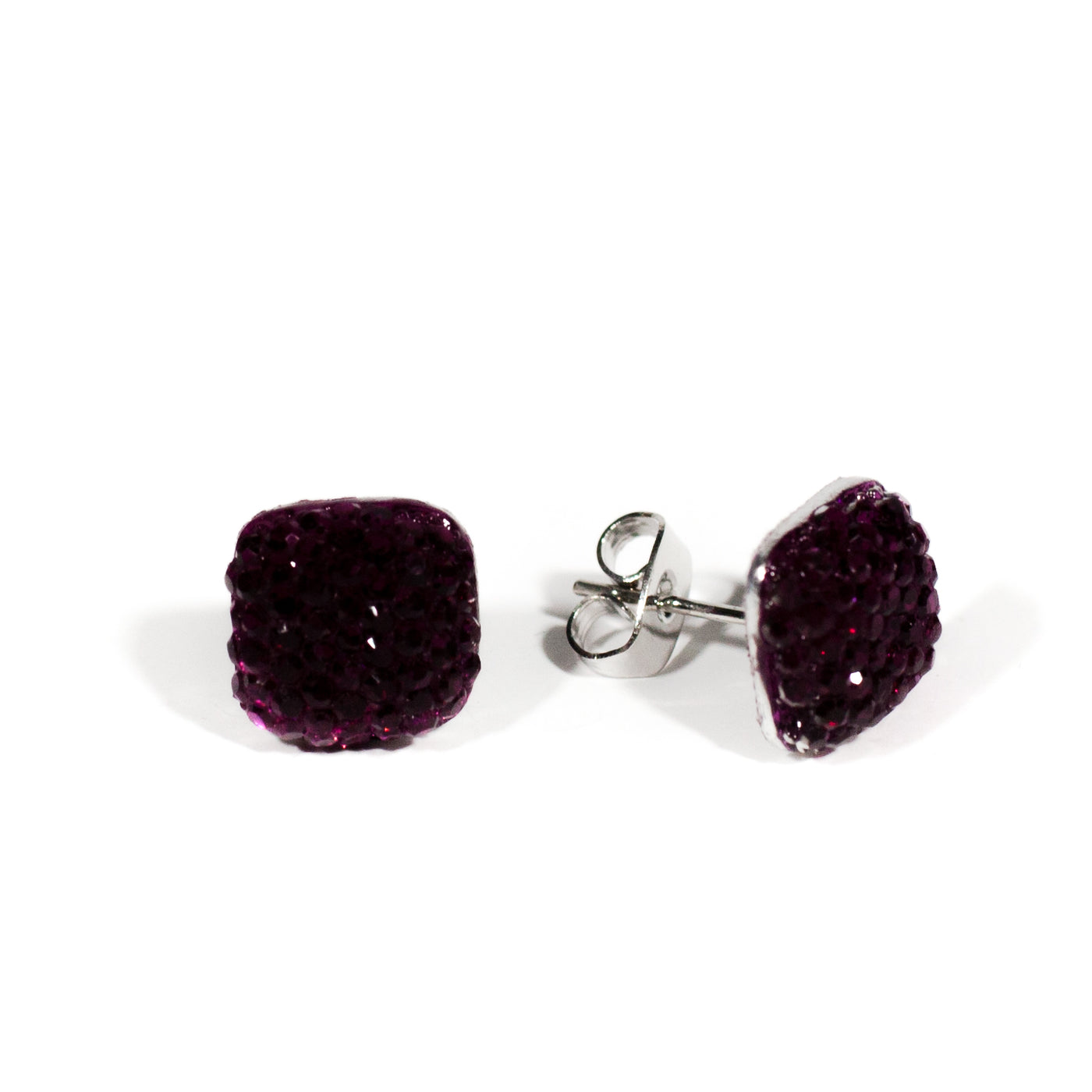 Shiny square earrings 10 mm