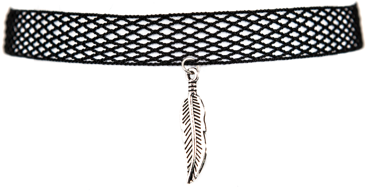 Lace choker feather with pendant